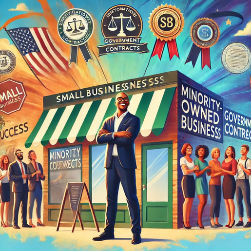 Visual Concept: A thriving small business owner standing proudly in front of their business, with a supportive community in the background. A banner highlighting certifications and government contracts flutters in the wind, Description: Unlock the funding for minority businesses with I Am Hub. From  	
minority owned business government contracts, we guide you toward sustainable success, #benefitsofminorityownedbusiness #smallbusinessloansforminorities #empowermentwhatdoesitmean #personalfinanceguidance #iamwhoiam #iamthatiam #whatisaminoritygroup #MrPeace #IAMHub #TransparencyMatters #DirectDialogue #PeaceElluvasunAllahCushEl