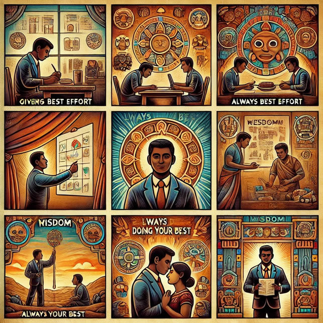 Always Do Your Best, Visual: An individual giving their best effort in various scenarios – at work, in relationships, and in personal pursuits. #alwaysdoyourbest #personalawarenessexamples